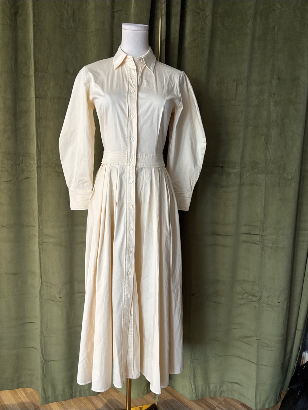 Alexis Cream Button-Front Maxi Shirt Dress, S
